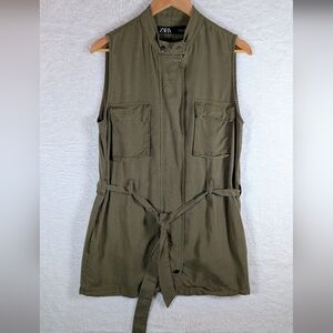 332-Zara Olive Green Sleeveless Vest‎